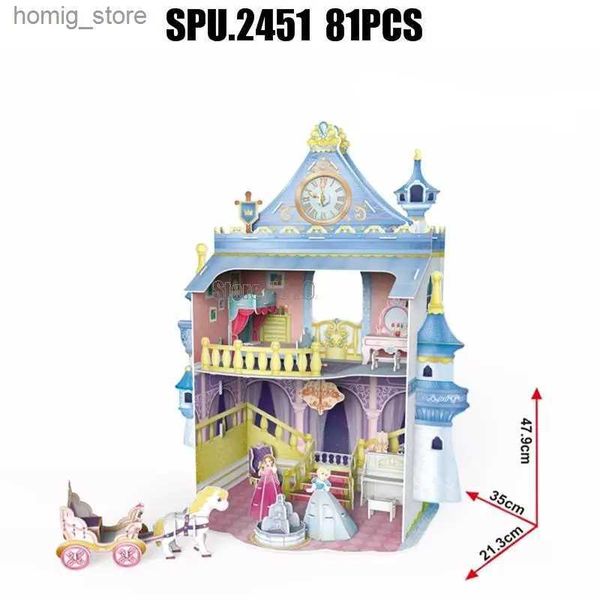 3D Puzzles 81pcs Girls Fairytales Princess Castle Diy 3d Paper Puzzle Model Toy Y240415