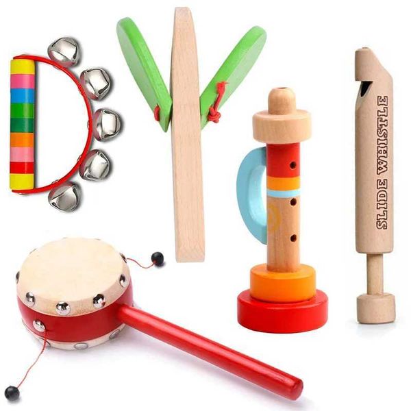 5Pcs Montessori Wooden Music Instruments Set Educational Toys For Girls Boys Toddler Brinquedos Para Crianas Infantil Y240801
