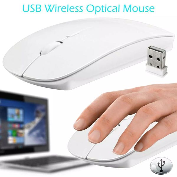 Ergonomic Wireless Optical Mouse - Compatible with PCs & Laptops via USB 2.4 GHz Receiver