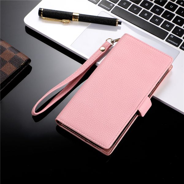 Wristband Litchi Grain Zipper Phone Case for iPhone 15 14 13 Pro Max Samsung Galaxy S23 Ultra S22 Plus S21 S21FE A13 5G A33 A53 A73 Lychee P