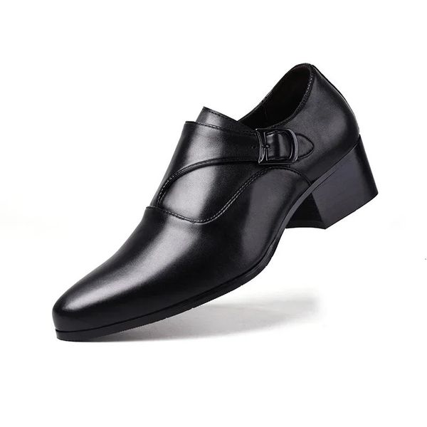 High Quality Leather Men Dress Shoes High Heel British Mens Elevator Business Shoes Wedding Party Male Oxford Footwear 241112
