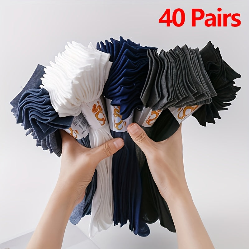 TEMU 20-40 Pairs Of Men' Stockings Smooth, Deodorant And Sweat-absorbing Thin Crew Socks, Comfortable And Breathable Socks, Suitable For Daily And