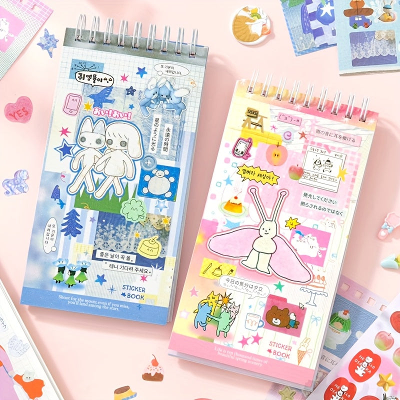 TEMU 2 Books-bag, 2 Styles × 20 Sheets-book Sticker Book, Pet Material, Wonderful Moments Series Rich Material Stickers, Collage Materials, Diy