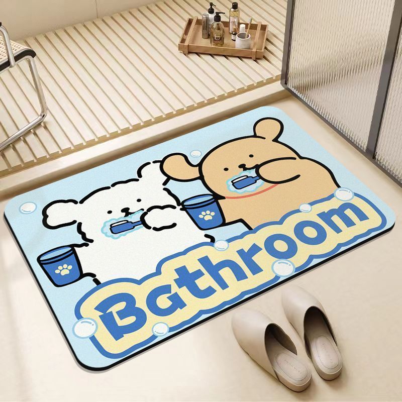 Cartoon Bathroom Floor Mats Absorbent Quick-drying Floor Mats Dirt-resistant and Easy To Care for Foot Mats Bathroom Door Anti-slip Mats