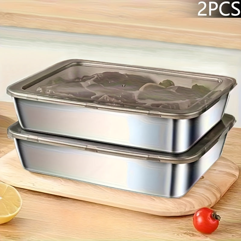 TEMU 2-3-5pcs Storage Container Set With Lid Storage Box Stackable Refrigerator Freezer Kitchen Tray With Lid Oven Tray Freezer Compartment Cutlery