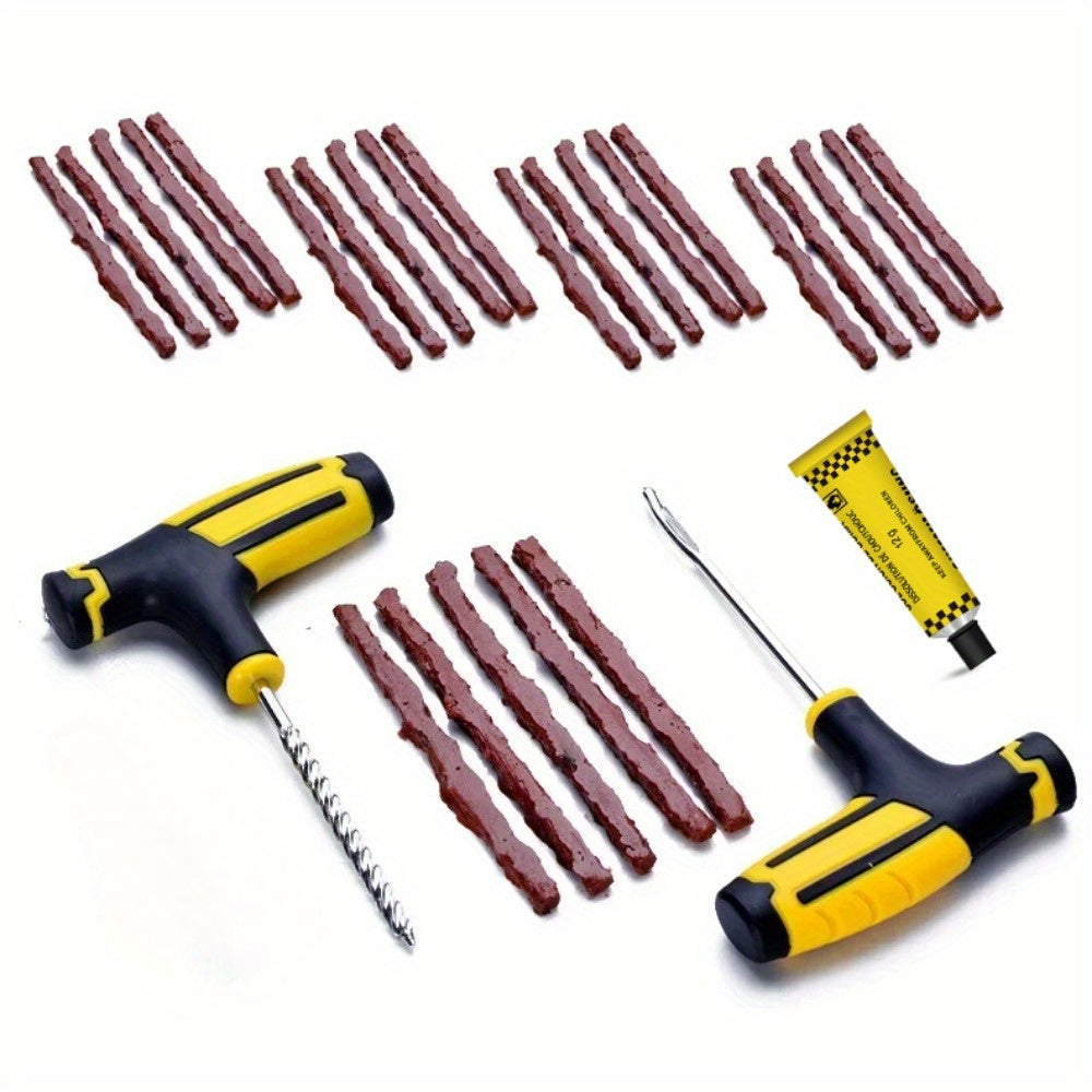 TEMU Emergency Tire Repair Kit With Plug Strips & Spiral Probe - Universal For Car, Truck, Motorcycle, Bike | Portable Roadside , Tire Patch Repair