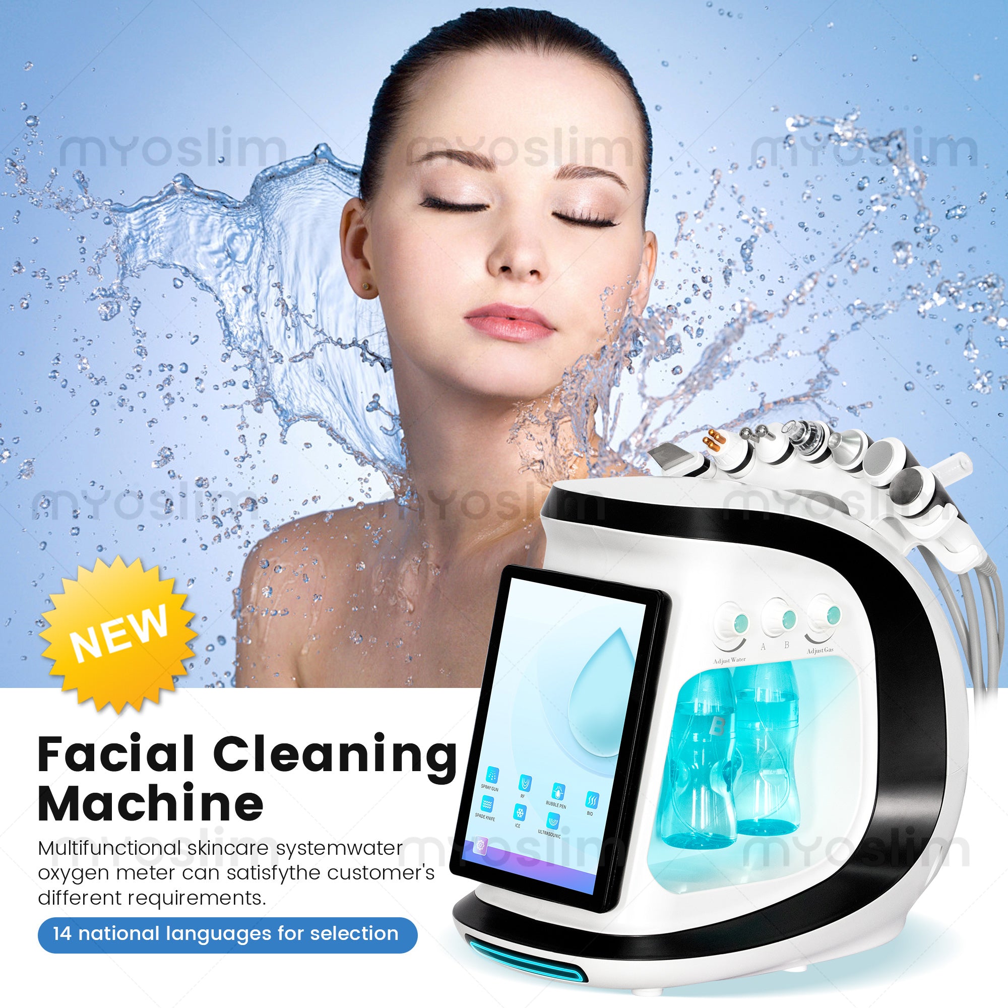 Water Dermabrasion Oxygen Ice Blue Smart Jet Aqua Peel Small Bubble Skin Cleansing Device Facial Machine