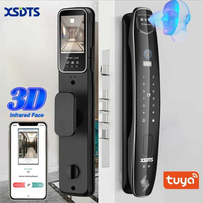 3D facial intelligent door lock security camera monitor intelligent fingerprint password biometric electronic key unlocking CL240920