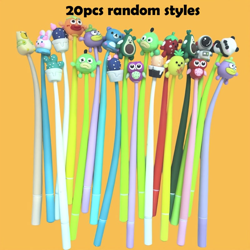 TEMU 20pcs Pens, Cartoon Cute Fun Pens, Black Gel Ink Pens For Party Favors, Office & Home Supplies