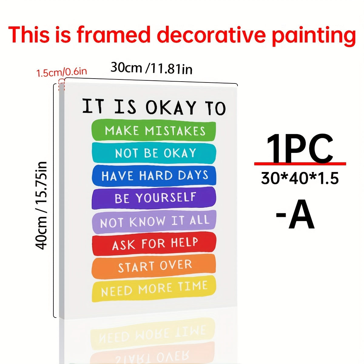 TEMU 1pc Wood With Frame Bohemia Canvas Painting, Okay, Classroom Decor, Wall Poster, , School Wall Decoration, 11.81x15.75inch