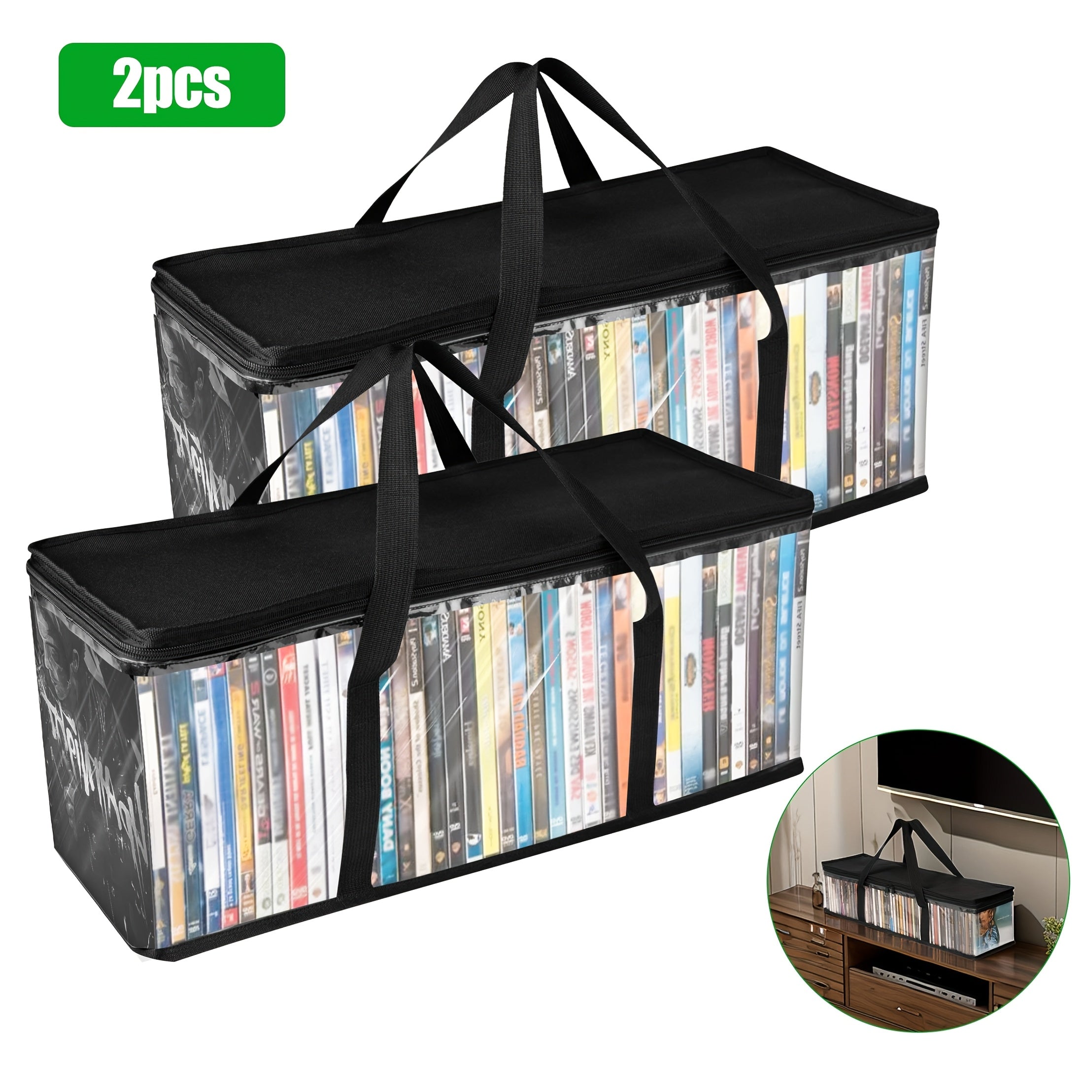 TEMU 2pcs Protective Clear Pvc Media Storage Case, Dust & Moisture Resistant Organizer For Cds, Movies, Tapes, Video Games, Books, Trunks