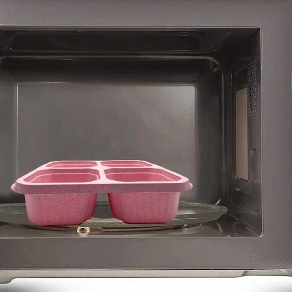 4-Pack Reusable Snack Lunch Boxes Meal Prep Containers with Divided Cpartments Stackable Food Tray for Off and Travel MT250121