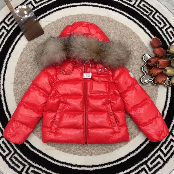 New designer baby jackets high quality down boys coat kids clothes Size 100-150 winter Warm fur collar boys girls Outwear