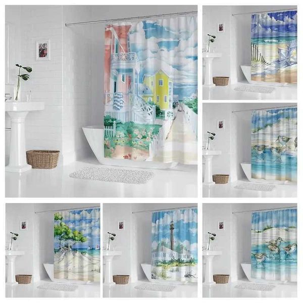 Household waterproof fabric household shower curtain accessories shower curtain 240 * 200 home Hawaiian style shower curtain Y240815