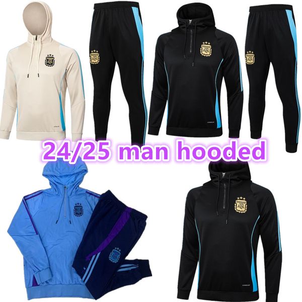 24 25 Argentina adult tracksuit hooded JACKET LONG ZIPPER Training jacket kit trackSuits Running FULL zipper Sets 2024 2025 Argentinas MAN k