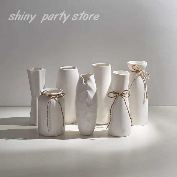 Vases Modern Nordic Ceramic Vases Living Room Household Tabletop Decorations Plain Burning Process High Grade Vase H250116