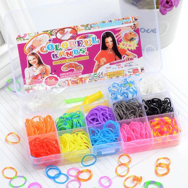Elastic Rubber Bands DIY Tool Set Colorful Weave Machine Bracelet Handicraft Kit Girl Gift Kids Toys for Children 7 8 10 Years