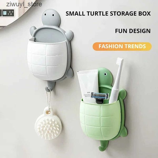 Toothbrush Holders Cute Tortoise storage rack without punch mark requires makeup brush storage box bathroom wall mounted toothbrush holder L