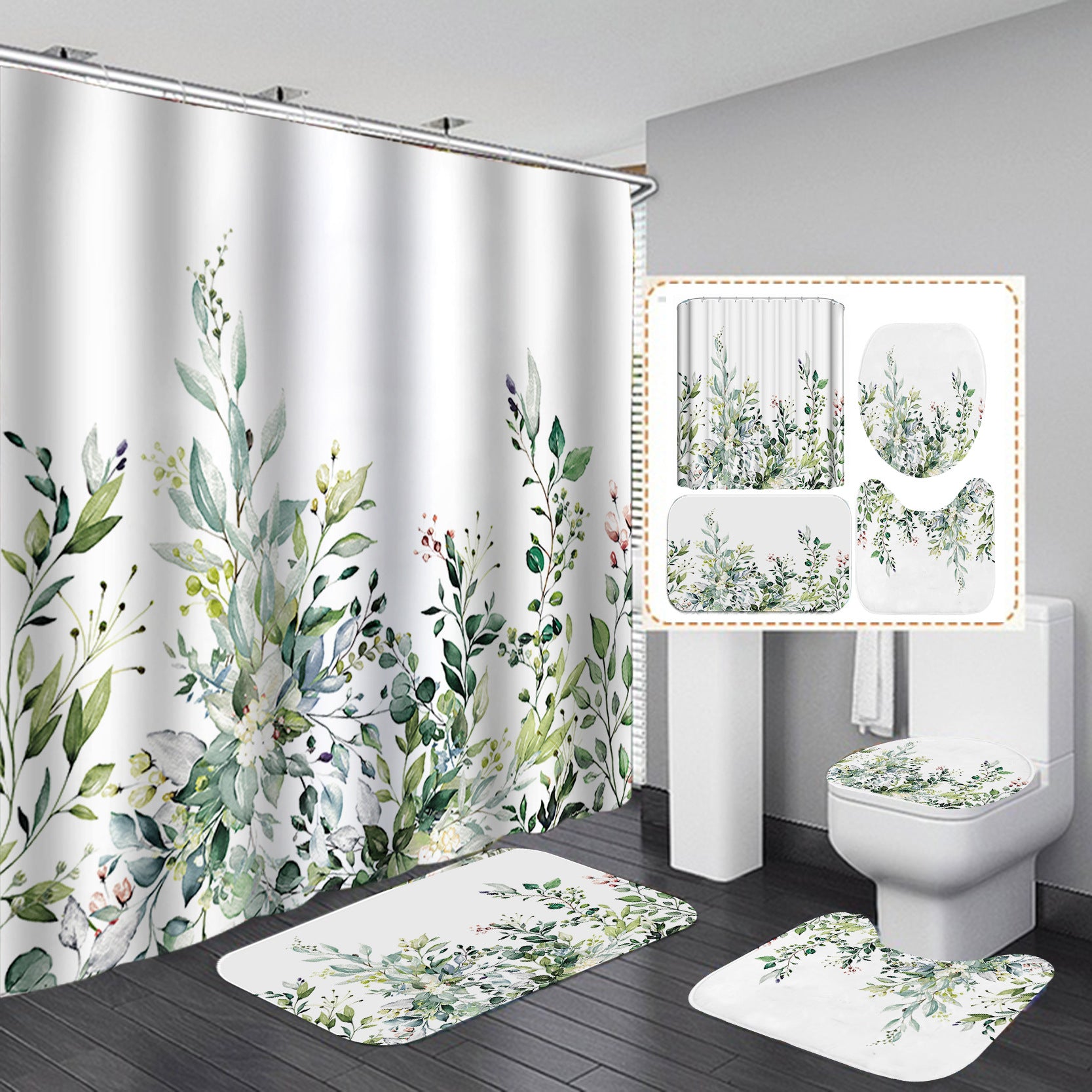 YL-37352 bathroom toilet punch-free curtain waterproof anti-light roller blinds toilet toilet block curtain toilet three-piece set