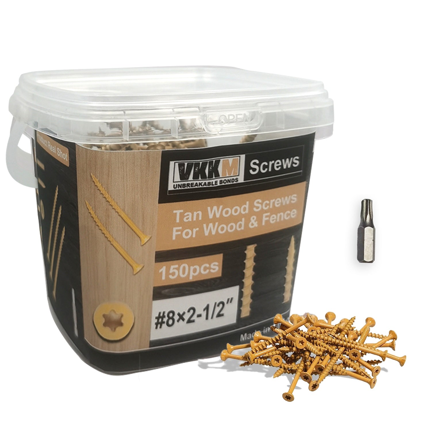 TEMU Vkkm #8 Yellow Torx Wood Screws Heavy Duty Rust Proof Outdoor Furniture And Deck Construction