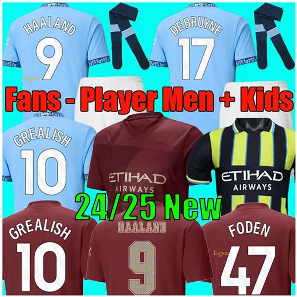 24 25 Haaland Soccer Jerseys player fans FODEN DE BRUYNE EDERSON J.AAREZ GREALISH 2024 2025 football shirts Men Kids kit 2 3 2d