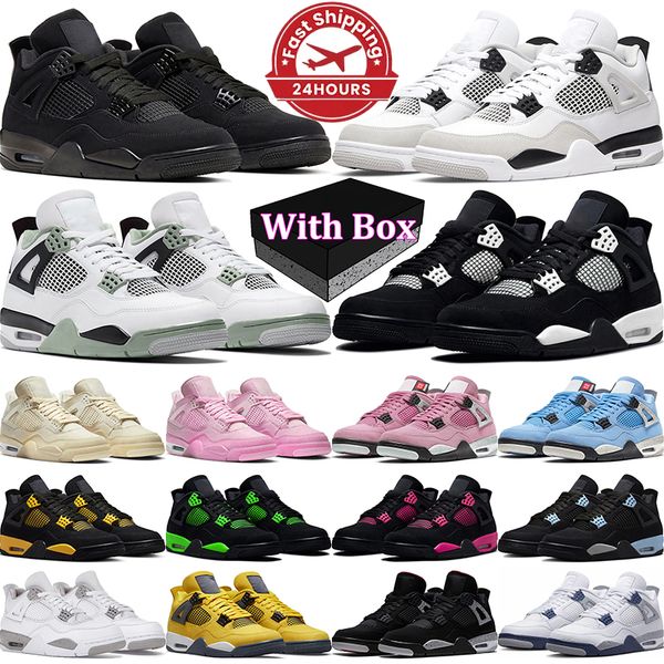 free shipping with box 4s basketball shoes designer sneakers Military Black Cat Cement Grey Red White Thunder Pink Panda Pine Green 4 mens t