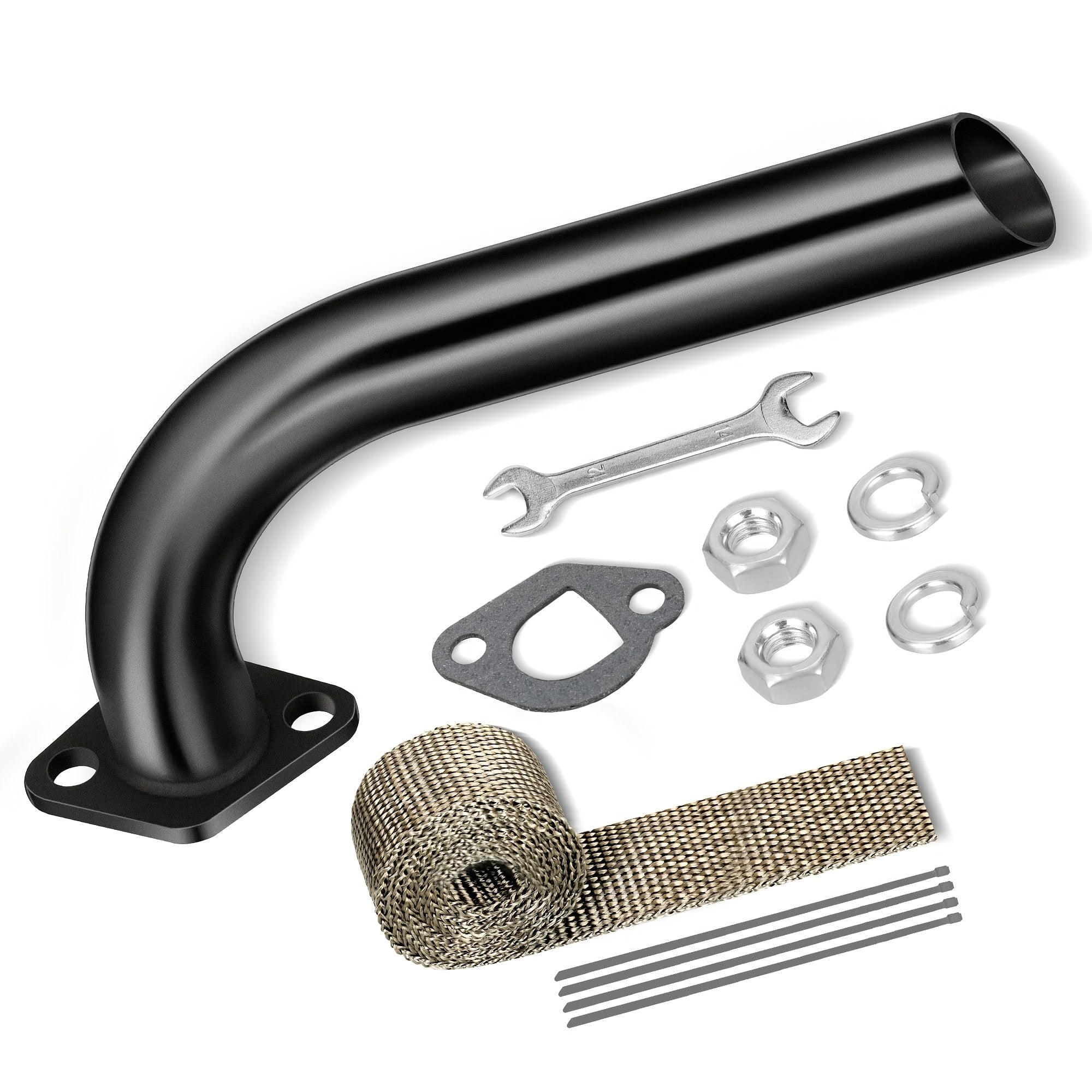 TEMU High-performance Mini Bike Exhaust Pipe Kit For -224cc-196cc, Ct200u-bt200x - 6.5hp -gx200 Engines - Includes Iron Pipe, Heat , Gaskets, Lock