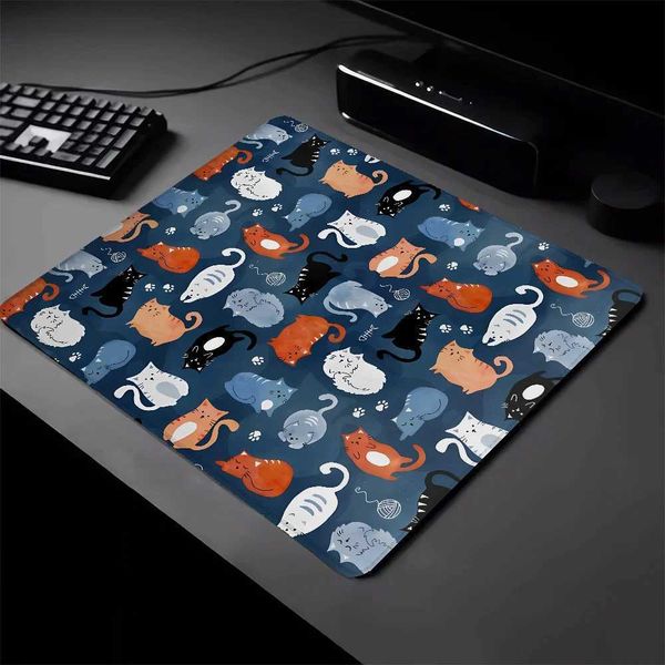Mini wireless mouse pad game player playing orange and e-watercolor keyboard pad with cat pattern PC game accessories desktop pad Y241121