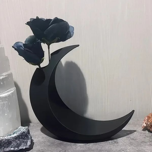 Gothic Moon Vase 3D Printed Dark Style Decorative Ornament for Dried Flowers Perfect Halloween Wedding GiftsHome Accents 250107