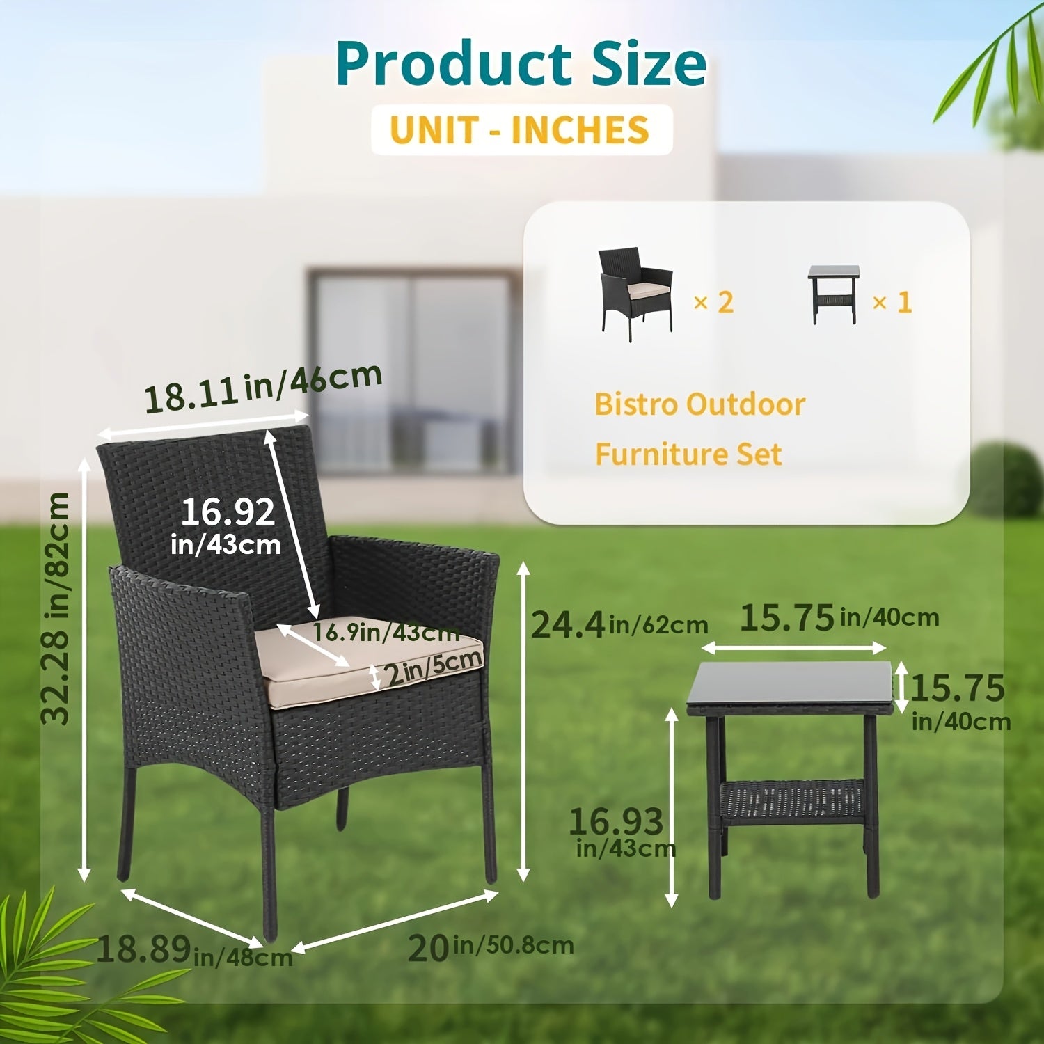 TEMU Patio Furniture Sets 3pcs Pe Rattan Wicker Chairs With Table Outdoor Garden Furniture Sets Coffee Table And Cushions For Yard,balcony,poolside