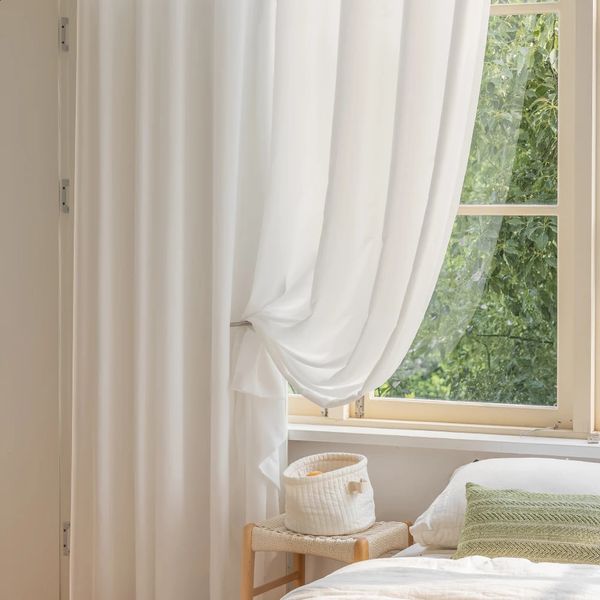 Curtain YanYangtian Voiles high-quality chiffon white film curtains suitable for living room and bedroom decorative windows 230 240828