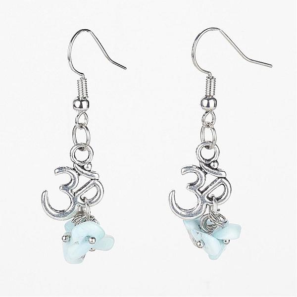 Naturales larimar chip pendientes