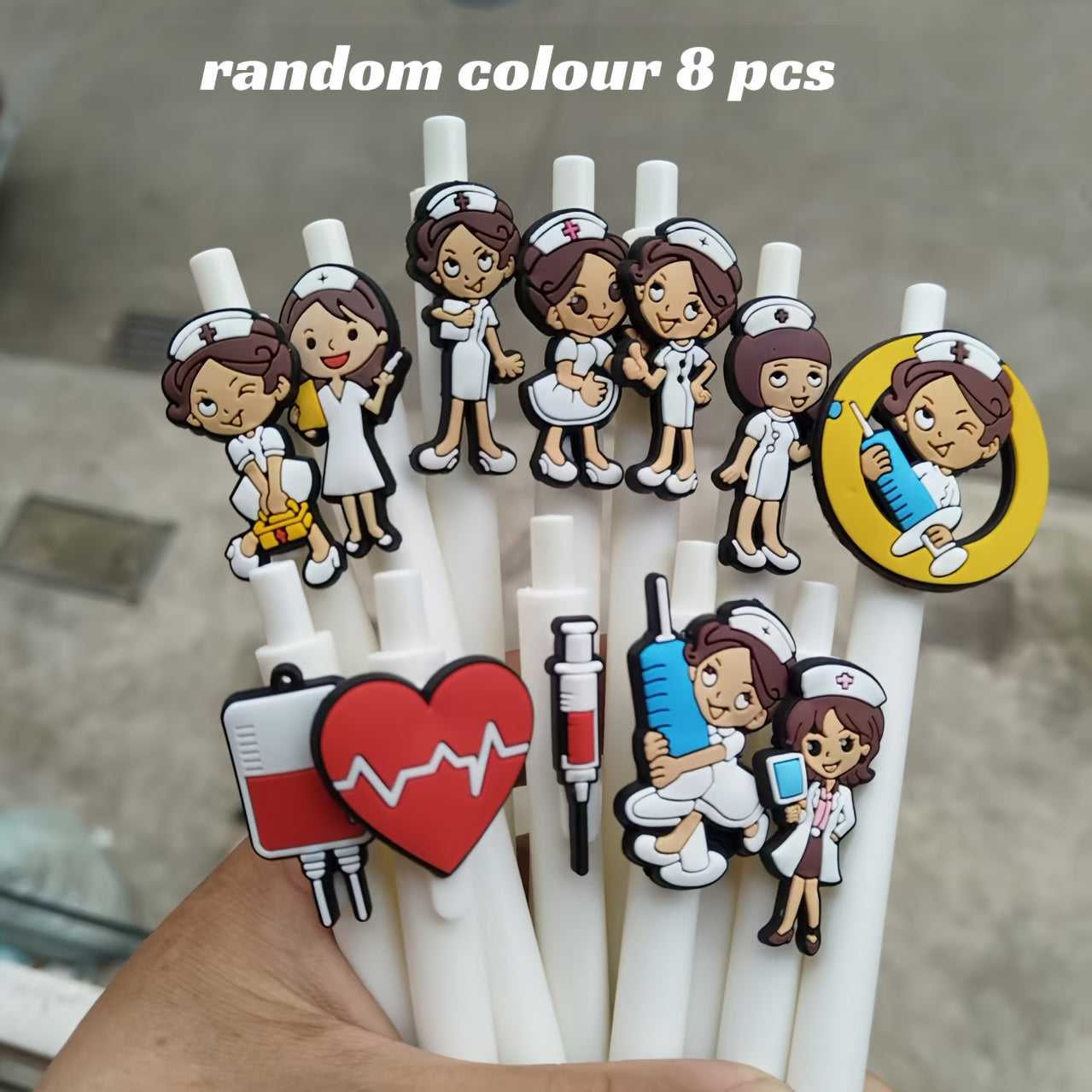 TEMU 8 Nurse-themed Ballpoint Pens With Cute Cartoon Nurses And Medical Icons, Suitable For Use In Offices And Hospitals, A Fun Gift For Nurses Day,