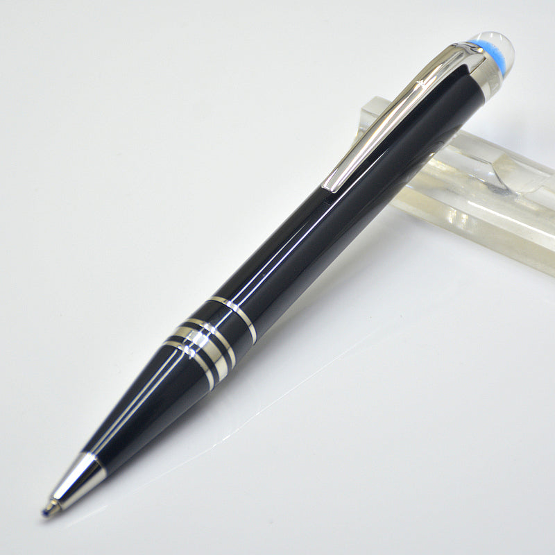 high quality Black resin Ballpoint pen - Roller ball pen - Fountain pen with Blue crystal head Office stationery fashion write ball pens