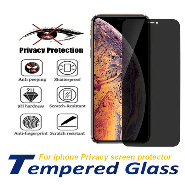 9D privacy tempered Glass Screen Protector For iPhone 16 15 14 Pro Max 13 mini 12 11 XR XS X 7-8 2.5D 9H Screen Protector Front anti-glare