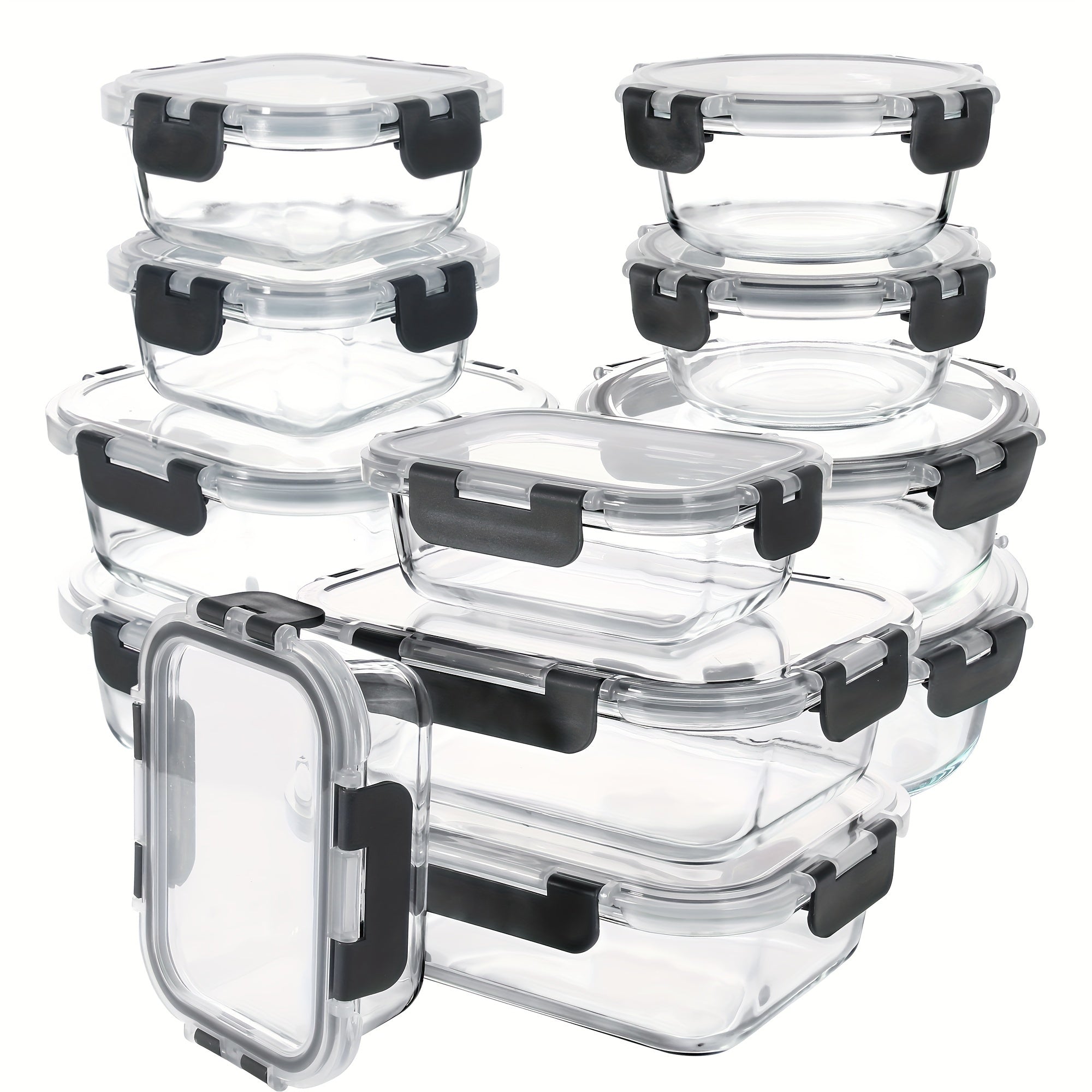 TEMU 24 Pieces (12 Containers +12 Lids) High Borosilicate Sealed Lid Food Storage Container Glass, Reusable, Suitable For Food Storage In Microwave