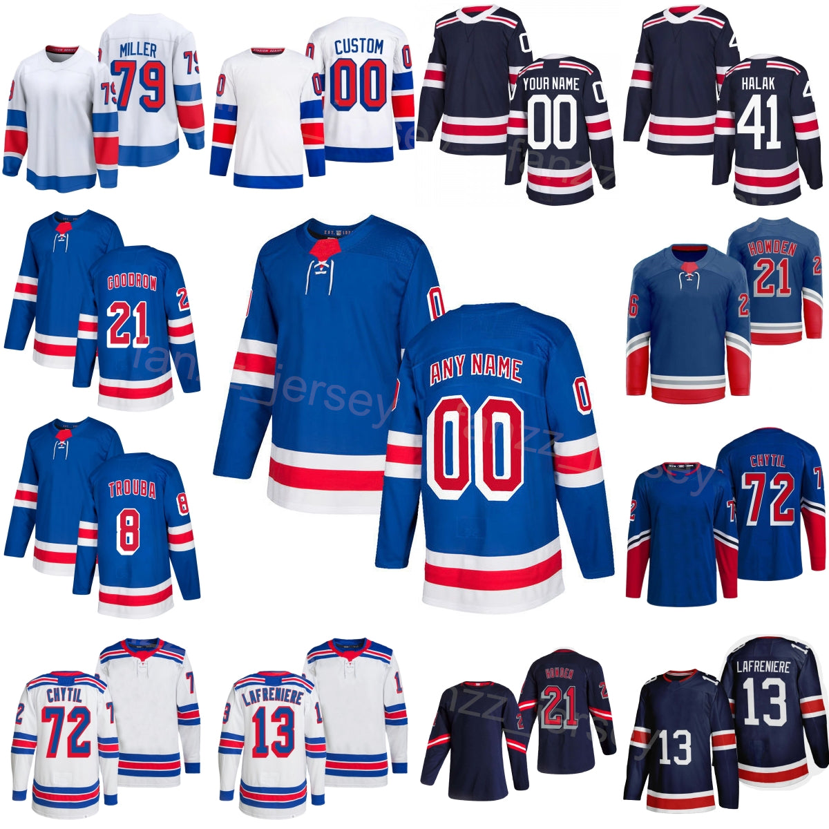 2024 Hockey Stadium Series 8 Jacob Trouba Jersey 23 Adam Fox 72 Filip Chytil 79 KAndre Miller 24 Kaapo Kakko 21 Barclay Goodrow 13 Alexis Lafreniere