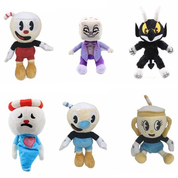 Plush Dolls Teacup head adventure game teacup head cuphead mugman doll plush toy doll