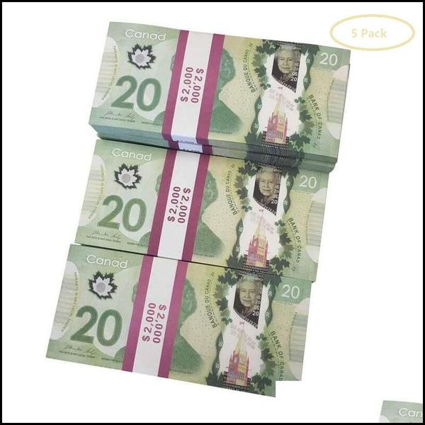 Best 3A Novelty Games Prop Cad Game Money 5-10-20-50-100 Canadian Dollar Canada Banknotes Fake Notes Movie Props Drop Delivery 2022 Toys Gif
