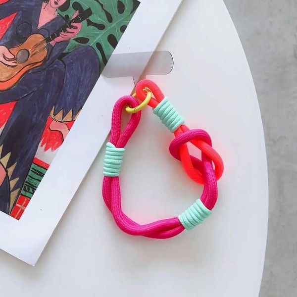 Cell Straps Charms Colour Mobile Lanyard New Dopamine Nylon Colorful Short Hanging Rope Wrist Strap Phone J241108