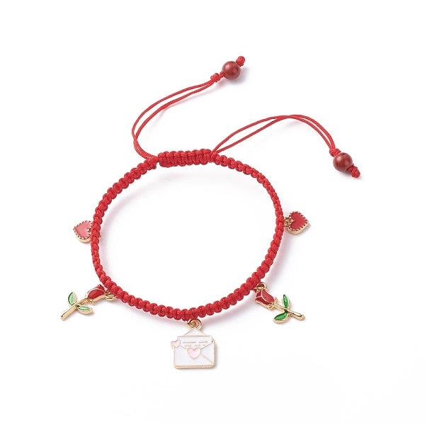 Emaille-Charme-Armband mit Herzumschlag aus Rosenlegierung