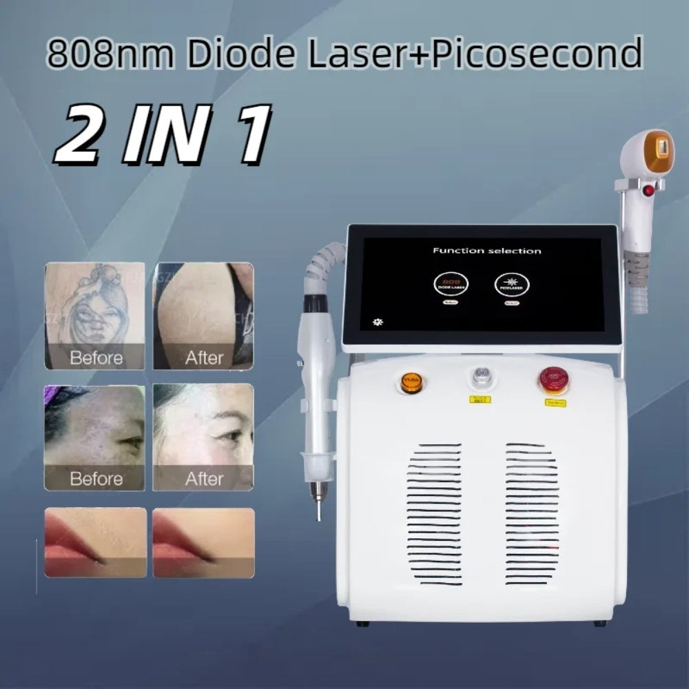 Diode and Picosecond 2 Handles 808NM Hair Removal Machine With 3 Wavelength Tattoo Removal Epilator Equipment 755nm 808nm 1064nm