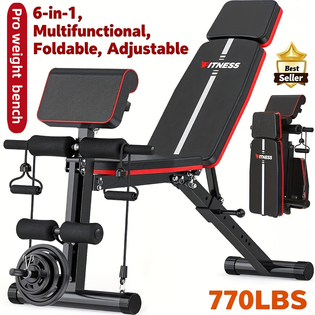 TEMU 1pc Adjustable Weight Bench, Fitness Bench For Full , Foldable Exercise Multifunctional Equipment, Suitable For Portable Fitness Strength