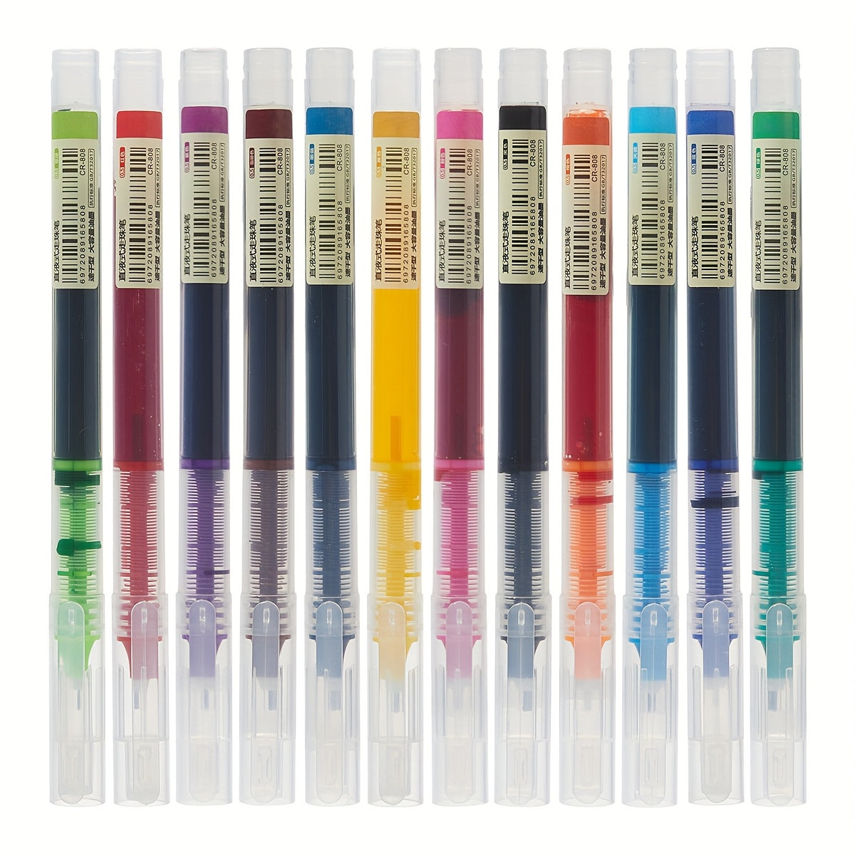 TEMU Box Of 12 Quick-drying Direct Liquid Neutral Color Round Ballpoint Pens - 0.5mm Needle Tube Carbon Pen - School Stationery Suitable For Marking,