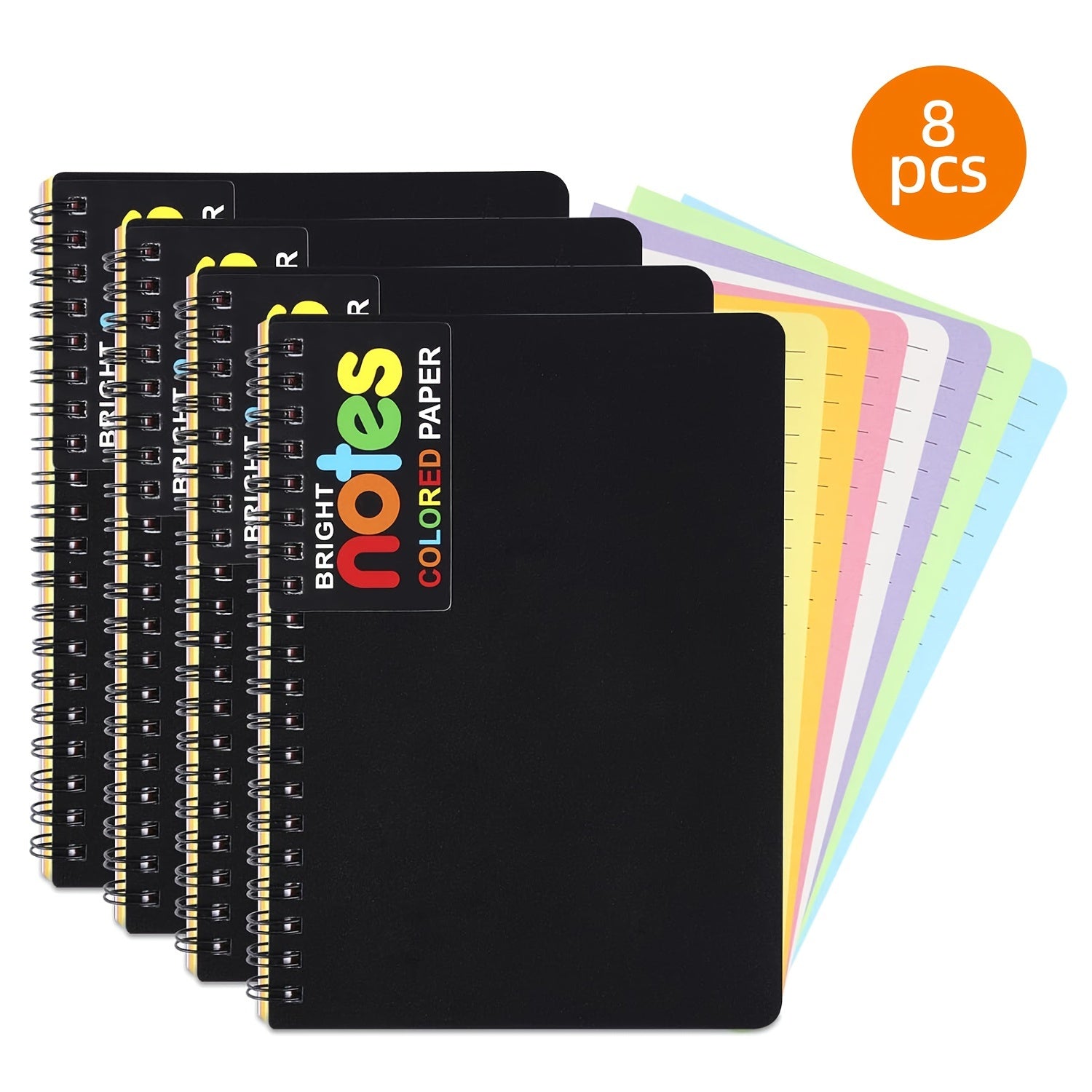 TEMU Tomnk 8-16pcs Notebook, College Style Ruled Note Journals, Poly Cover 7 Bright Neon Colored Lined Paper, Memo Pads 100 Sheets-200 Pages For