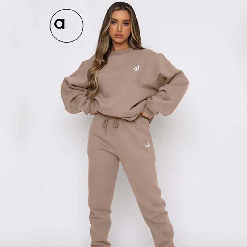 Designer Hoodie Tracksuit Women Sport Fitness Free Shipping Tracksuit 2pcs Letters Print Long Sleeve Bandage Tops Sets Skinny Long Sweat Pants Sets