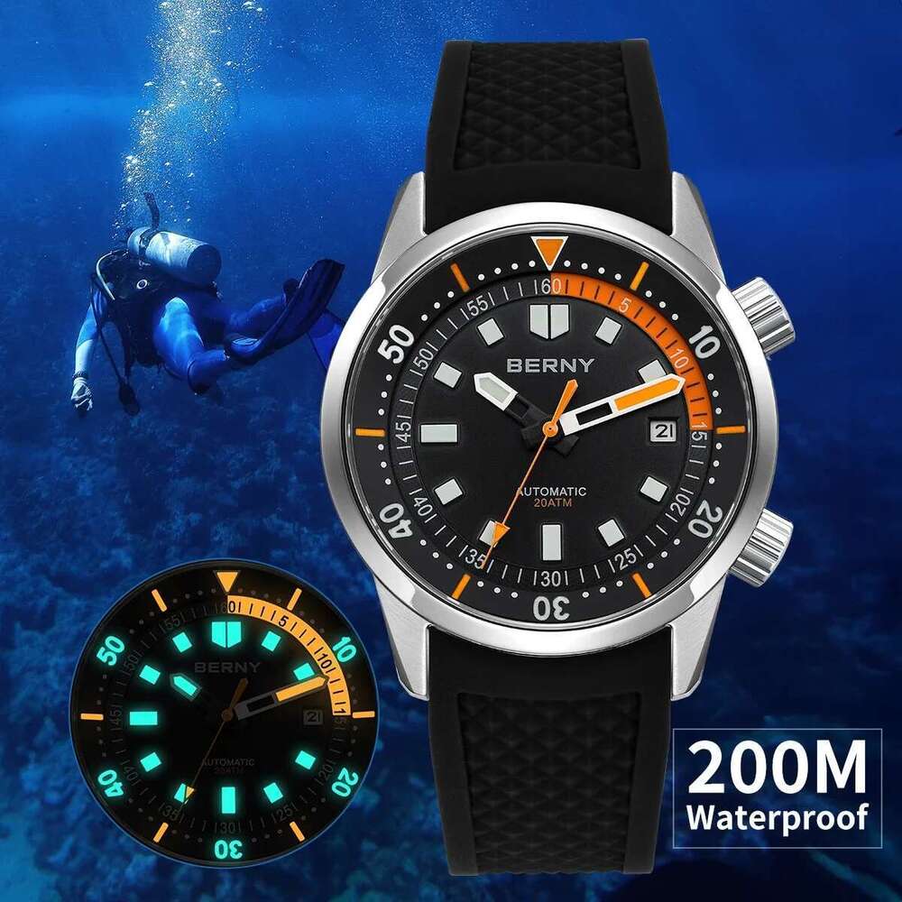 Men&#039;s Dive Watches 200M Waterproof Super Luminous Automatic Mechanical Diver Watch 42mm Sapphire Swim Diving Wristwatch