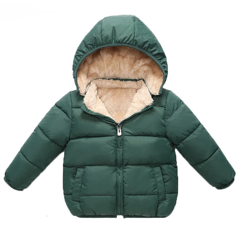 Jackets Baby Kids Boys Winter Thick Coats Warm Cashmere Outerwear For Girls Hooded Jacket Children Clothes Toddler Overcoat 1 6Y 231124