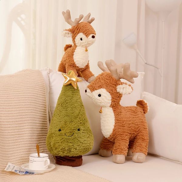 Kawaii Christmas Tree Elk Plush Dolls Stuffed Soft Plant Toys Sika Deer For Kids Family Xmas Decoration Gift 240926