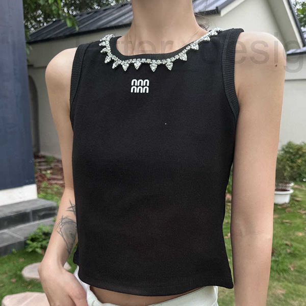 Women&#039;s Tanks & Camis Designer Rhinestone Tank Tops Women Knit Vest Summer Fashion Pullover Tops 0X61